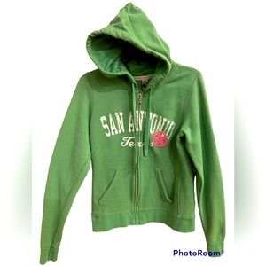 San Antonio Texas green zip up hoodie